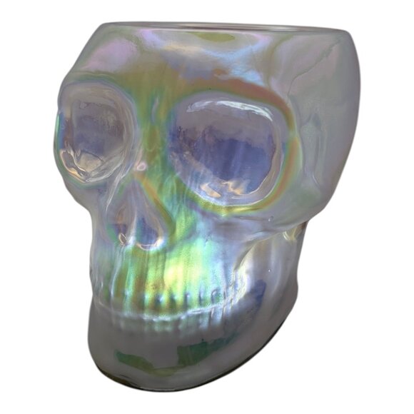 Iridescent Light Up Skull, 3-wick Candle Holder (Skull Only--Candle for Demo) - Picture 1 of 4